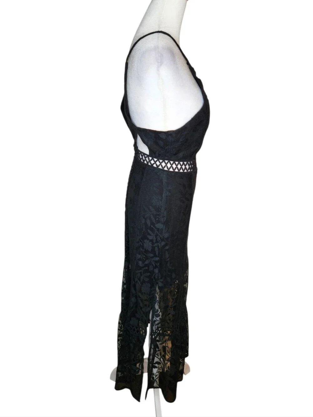 Free People Anastasia Black Lace Midi Dress Size 0